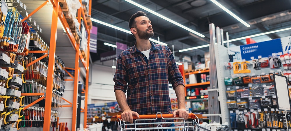 A homeowner in a hardware store.